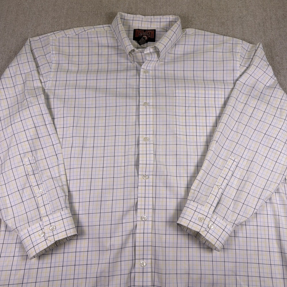 Duluth Trading Shirt Men‎ Sz 3XL Blue/Yellow Check Casual Work Oxford Shirt